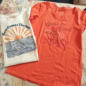 Bundle of 2 Life is Good Women's Tee Shirts, Size Medium, New